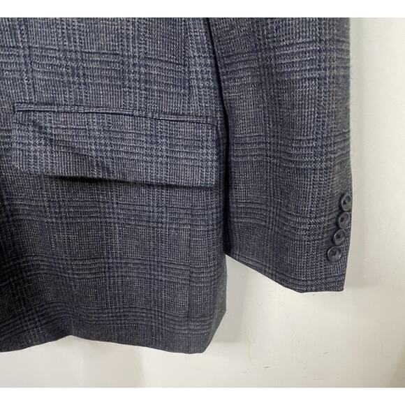 Joseph & Feiss Gold Blazer Sport Coat Gray Blue Windowpane Lambswool Men’s 44S - Picture 5 of 15